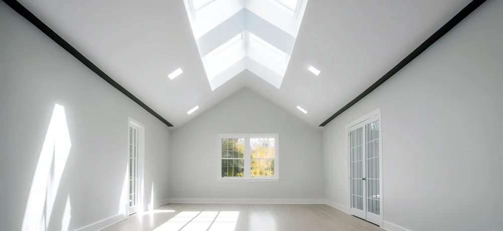 Imagem de uma casa com uma estrutura mostrando o que é claraboia