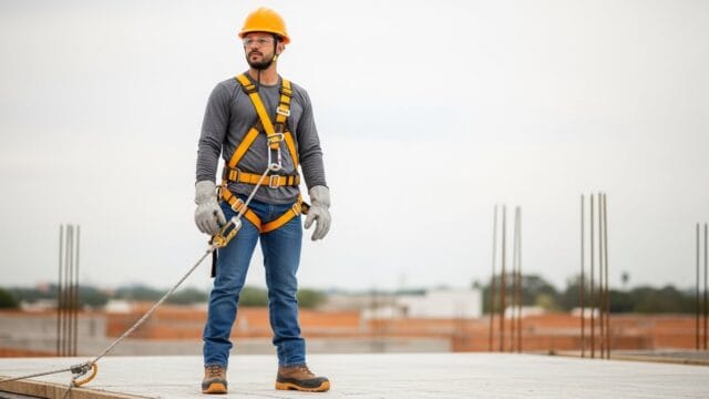 Profissional usando EPIs para trabalho em altura