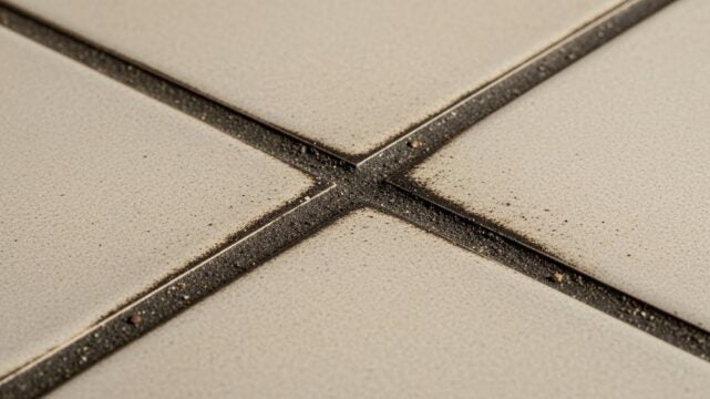 Imagem de um rejunte sujo com poeira