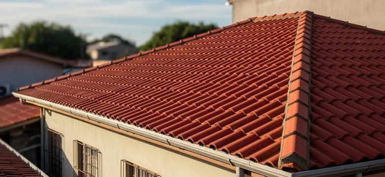 Telhado residencial com telhas cerâmicas