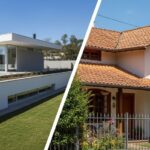 Imagem comparativa entre um telhado aparente e um telhado embutido instalado em residências brasileiras