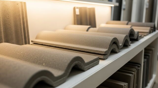 Telhas de concreto em bancada