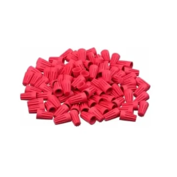 Vários conectores de torção na cor vermelha