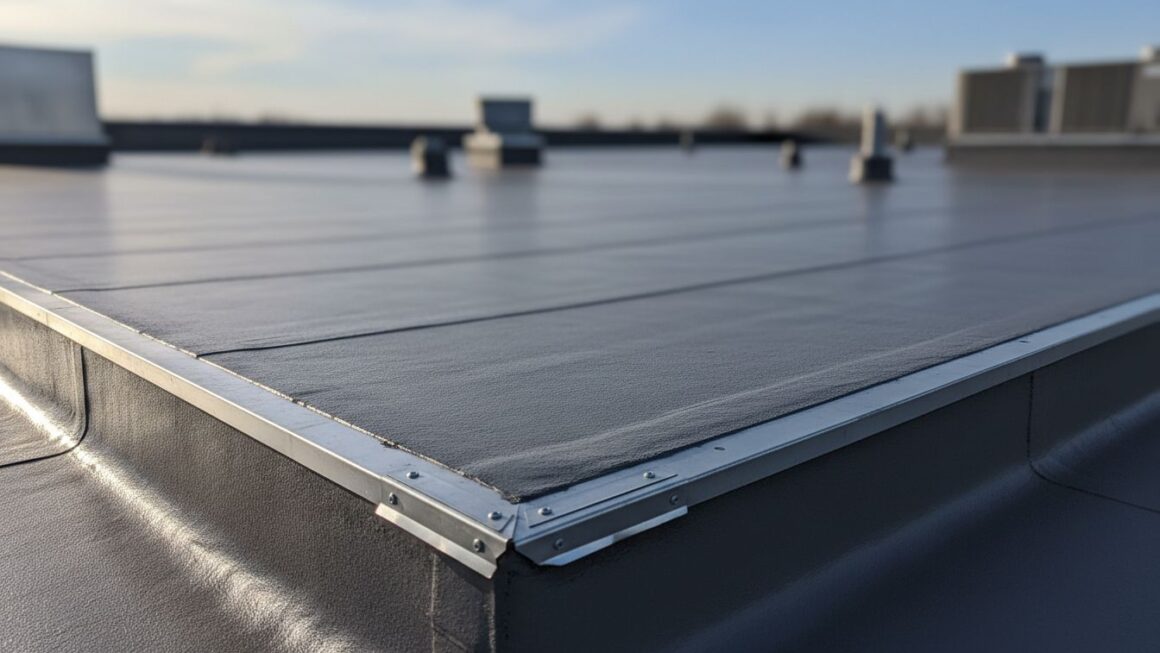 Telhado industrial com impermeabilização com poliuretano