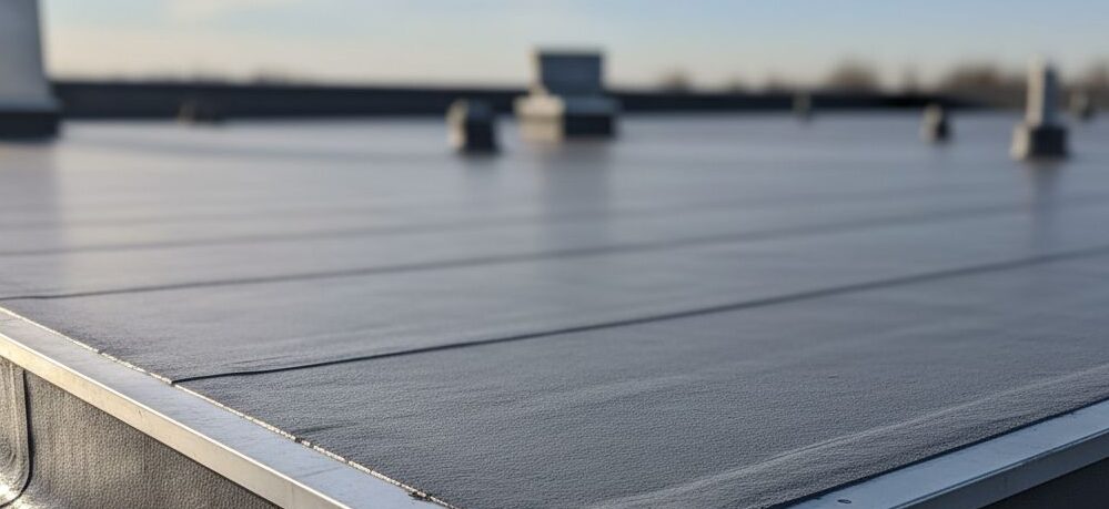 Telhado industrial com impermeabilização com poliuretano