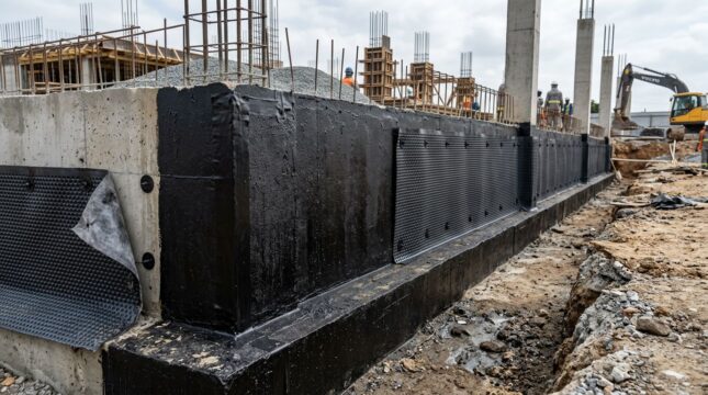 Imóvel em construção com estruturas de fundação ainda aparentes