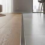 Imagem comparativo de piso vinílico ou porcelanato em sala residencial