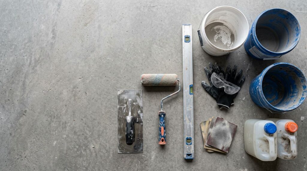 Ferramentas de pintura e materiais de construção