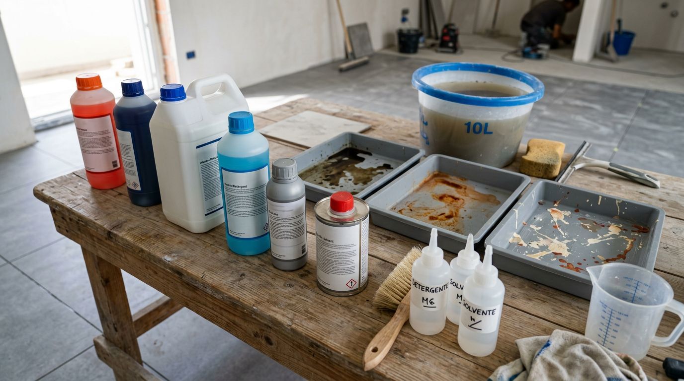 Materiais de pintura em uma mesa de trabalho